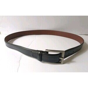 Handmade Italian Leather Belt Men's 40 Black Reversible